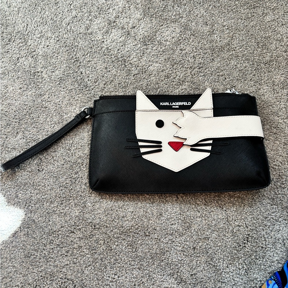 Karl Lagerfeld Black and White Cat Clutch